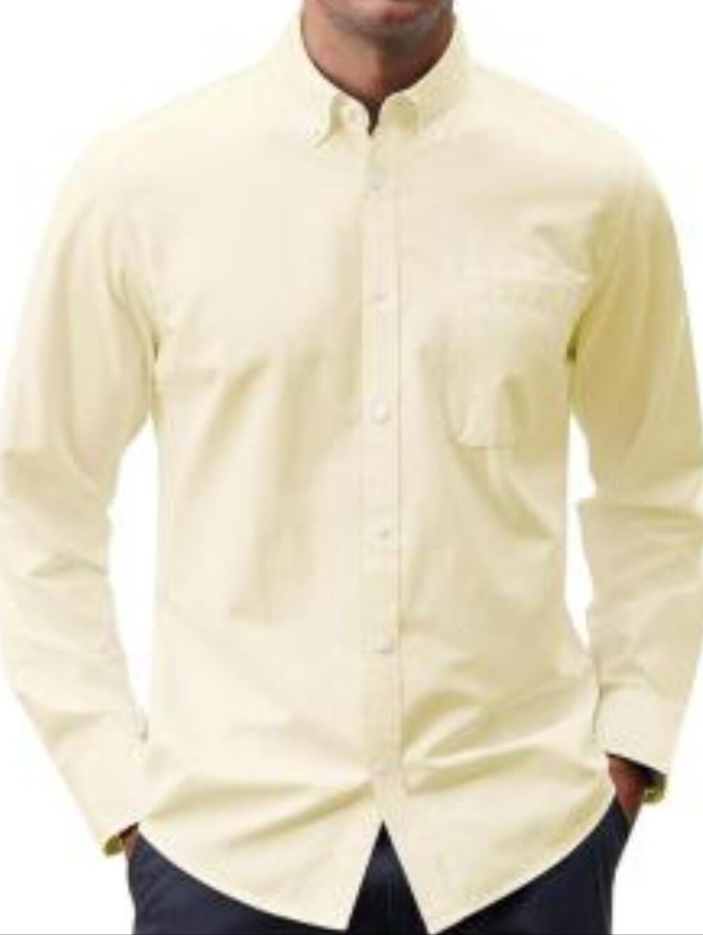 Quiksilver Men’s Light Yellow Button-Down Long Sleeve Shirt